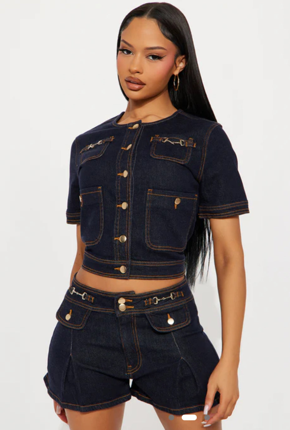 FN Dark Denim Shorts Set